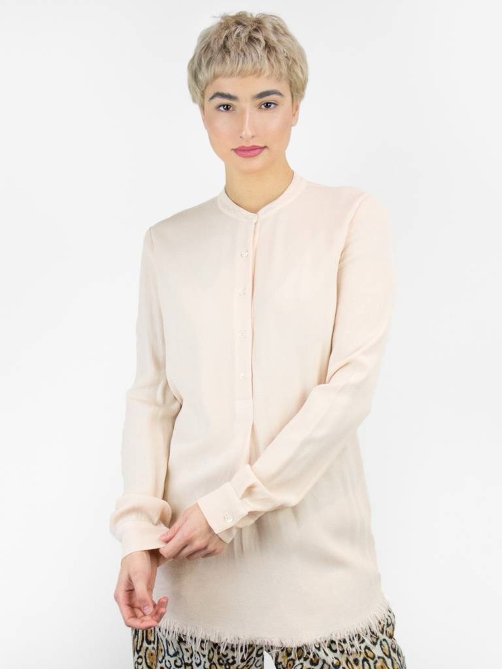 Raquel Allegra Crepe Henley Blouse